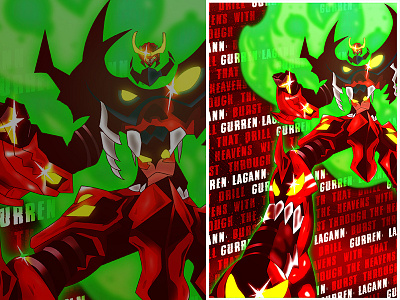 Gurren Lagann Print anime fanart gurren illustrator lagen manga photoshop poster print vector