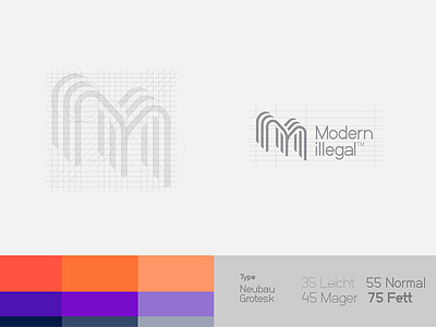 Modern Illegal — Electronic music crew branding color identiry iso logo modern