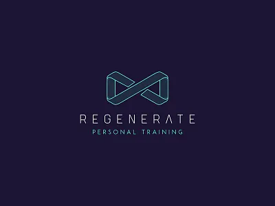 Regenerate Logo fitness geometric gym icon identity infinity logo minimal regenerate ribbon symbol
