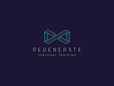 Regenerate Logo fitness geometric gym icon identity infinity logo minimal regenerate ribbon symbol