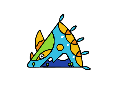 Tri Top dinosaur illo illustration mosaic mountain nature pattern tri top triceratops