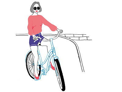 Cyclechic! bicycle cyclechic cycling girl hotpants illustration pencildrawing sunglasses