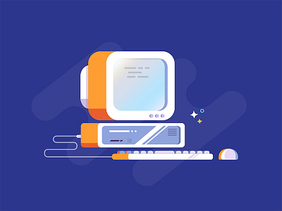 Desktop computer desktop electronics flat gradients simple vector