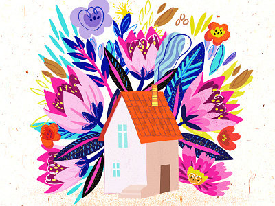 Home Sweet Home flowers home illustration marushabelle vector