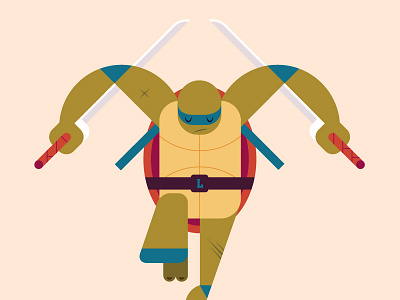 Leornardo color fanart flat mutant ninja retro teenage turtle