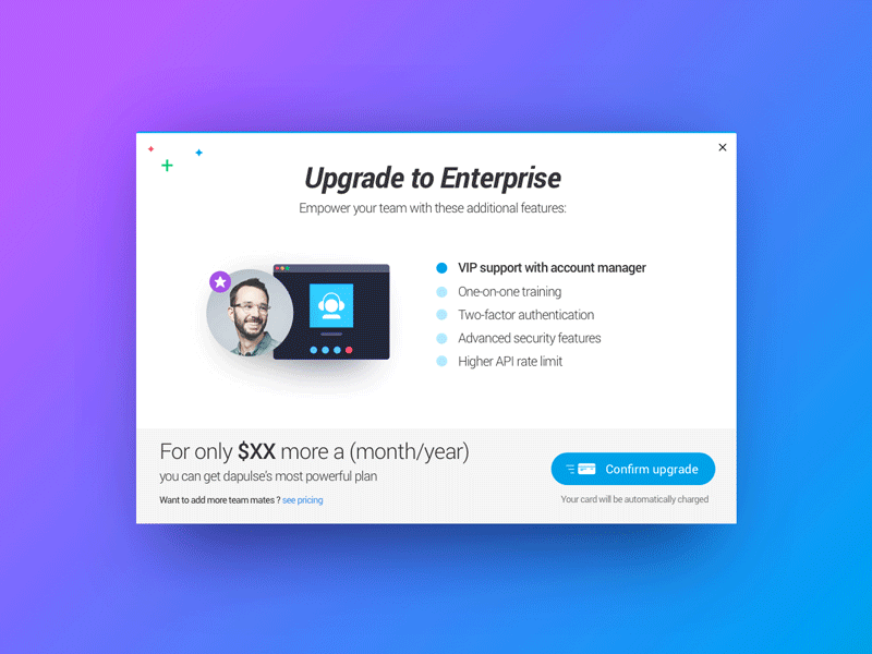 Upgrade Your Account Popup account dapulse popup upgrade