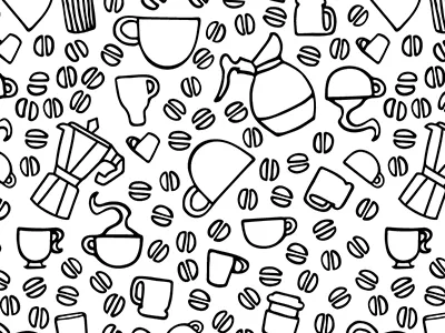 Coffee Pattern black and white coffee pattern vector vector pattern