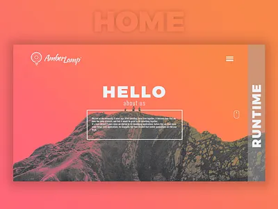 Amber Lamp Website design graphic homepage landing orange webdesign