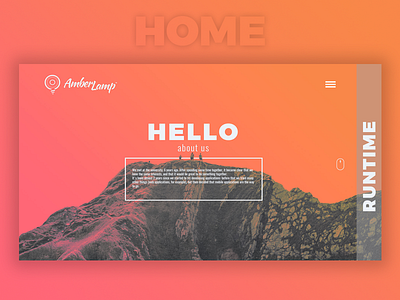 Amber Lamp Website design graphic homepage landing orange webdesign