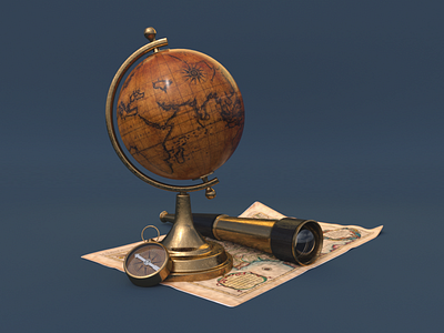 Journey 3d design c4d cinema4d compass corona globe graphic design lut map render travel visioncolor