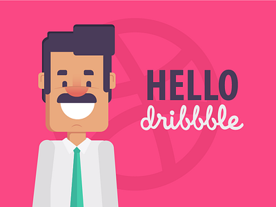 Hello dribbble! character debut first shot happy illustration smile