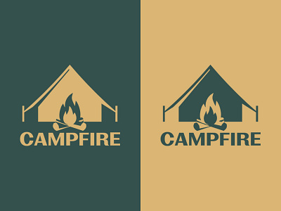 Campfire Logo design flat graphic graphic design green icon icons illustrator logo minimal typography vector