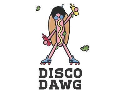 Dribbble's Disco Dawg Debut daily doodle design digital disco doodle flat design hot dog illustration sketch type vector vector illustration