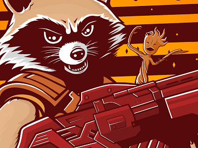 Fox on the Run | Rocket & Groot cinema colorful colours digital art drawing fun groot illustration marvel movies painting rocket