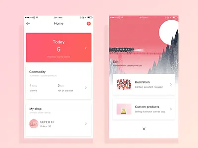 illustration ui，home，app