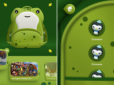 Download To Go backpack download drag and drop frog kids app save ui ux video