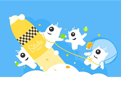 Stake Taxi clouds coins diamond flying gems jobos parachute rocket stake taxi