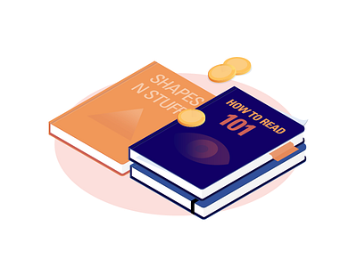 Fancy Books books coins illustration isometric