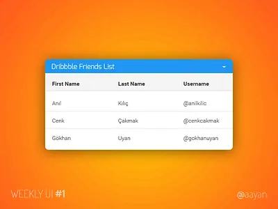 Weekly UI #1 grid list table ui weekly weeklyui