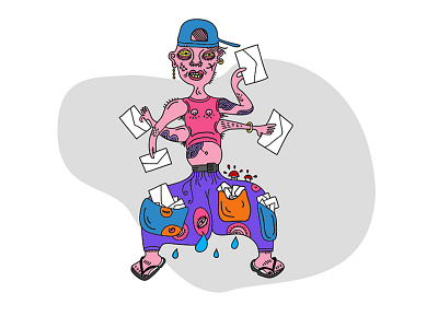 Illustration II draw drawing humor illustration man postman tattoo