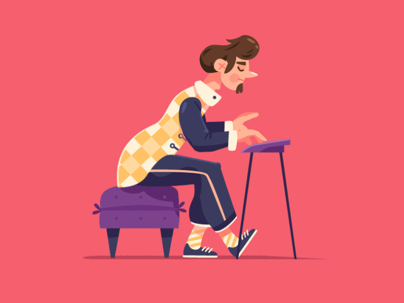 pianist ae ai animation art character design flat illustrator jazz motion rigging