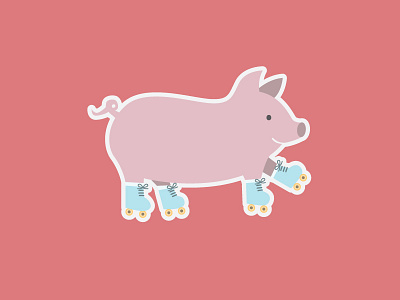 Free Wheelin' free wheeling illustration pig piggy roller skates vector