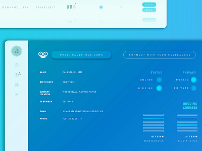Online Degree Interface blue degree education interface owl profile teacher web