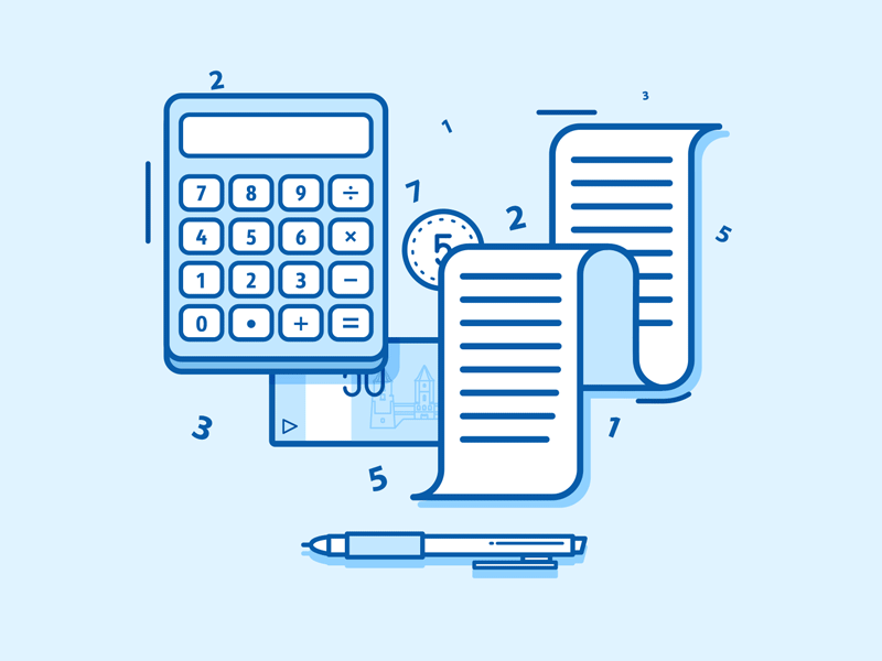 Calculating accounting animation animation 2d banknote calculator cash check coin digits gif illustration line animation loop money motion design motion graphics pen shape layers