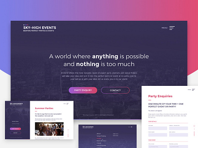 S-H Events /few screens/ desktop gradient internals web design www