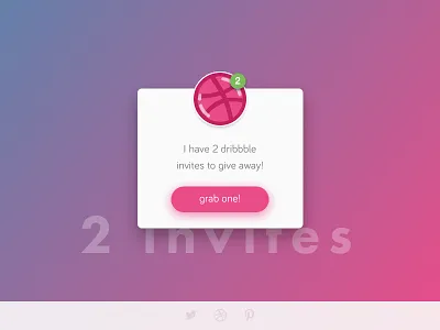 2 Dribbble Invites app ball dribbble giveaway invitation invite notification popup sketch ui