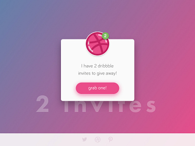 2 Dribbble Invites app ball dribbble giveaway invitation invite notification popup sketch ui