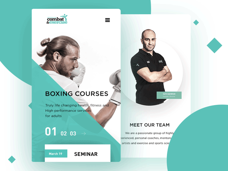 Australian Combat & Exercise box boxing green sport ui ux web website white