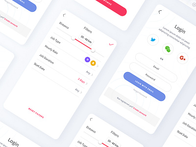Filter & Login Screen ios ui iphone app mobile chat sketch ui ux