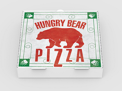 Hungry Bear Pizza bear box food green packaging pizza product red