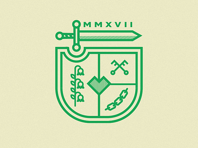 The Left and Right Shield 2d badge branding dailylogochallenge design flat green heart illustration sword shield vector