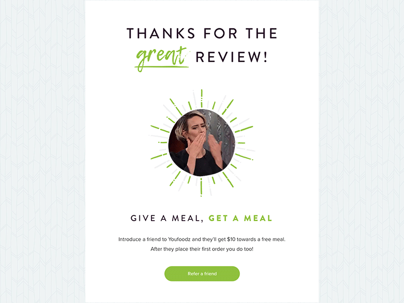 Great review feedback food fresh funny gif green hand drawn pattern review simple thanks ui