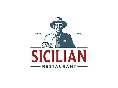 The Sicilian Restaurant character food illustration logo medditeranean cuisine restaurant retro vintage
