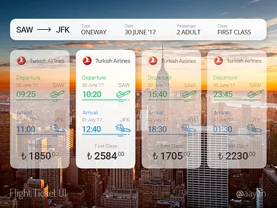 Flight Ticket UI Oneway flight flight ticket list new york oneway result thy ticket turkish airlines