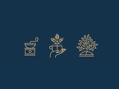 Icon Style WIP beans coffee coffee cup grinder hand icons leaf mono line plant tree