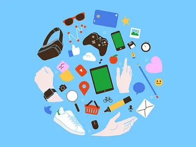 Digital World color design digital icons planet symbols world