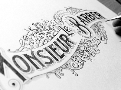 Final sketch barber handlettering lettering logotype monogram sketch typography