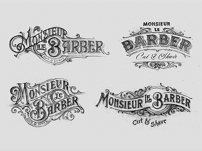 Logo concepts barber handlettering lettering logotype monogram sketch typography