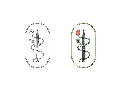 Switchblade & Rose graphic icon illustration illustrator knife rose vector
