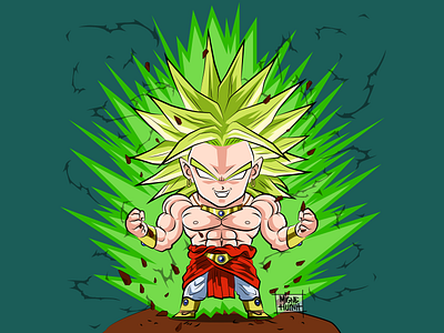 Broly broly chibi dbz dragon ball illustration illustrator manga migne huynh origamigne son goku vector