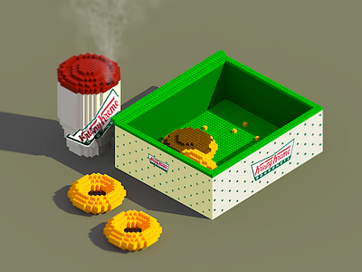 Krispy Lego coffee donuts doughnuts krispy kreme magicavoxel voxel