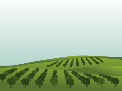Landscape with orchard farm green hills landscape orchard plant trees