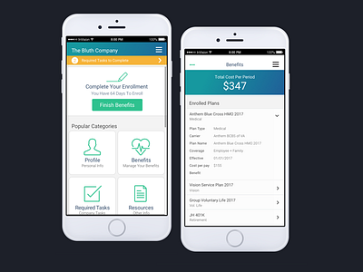 Redesign of Responsive Mobile Site benefits enrollment insurance interface mobile product software ui ux