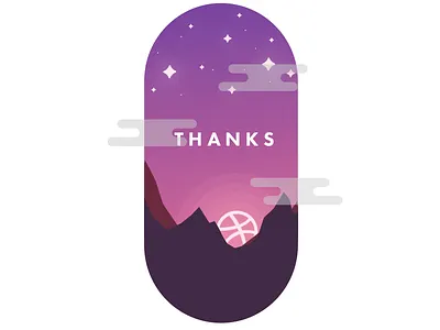 Hello Dribbble clouds dribbble gradient mountains stars sunset ui