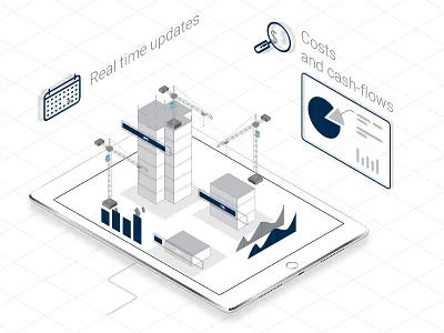 Investors business construction icon illustration ipad isometric wireframe
