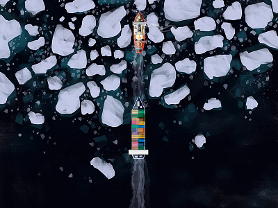Make Way arctic canada coast guard cold container ship ice iceberg newfoundland northern ocean sea ice